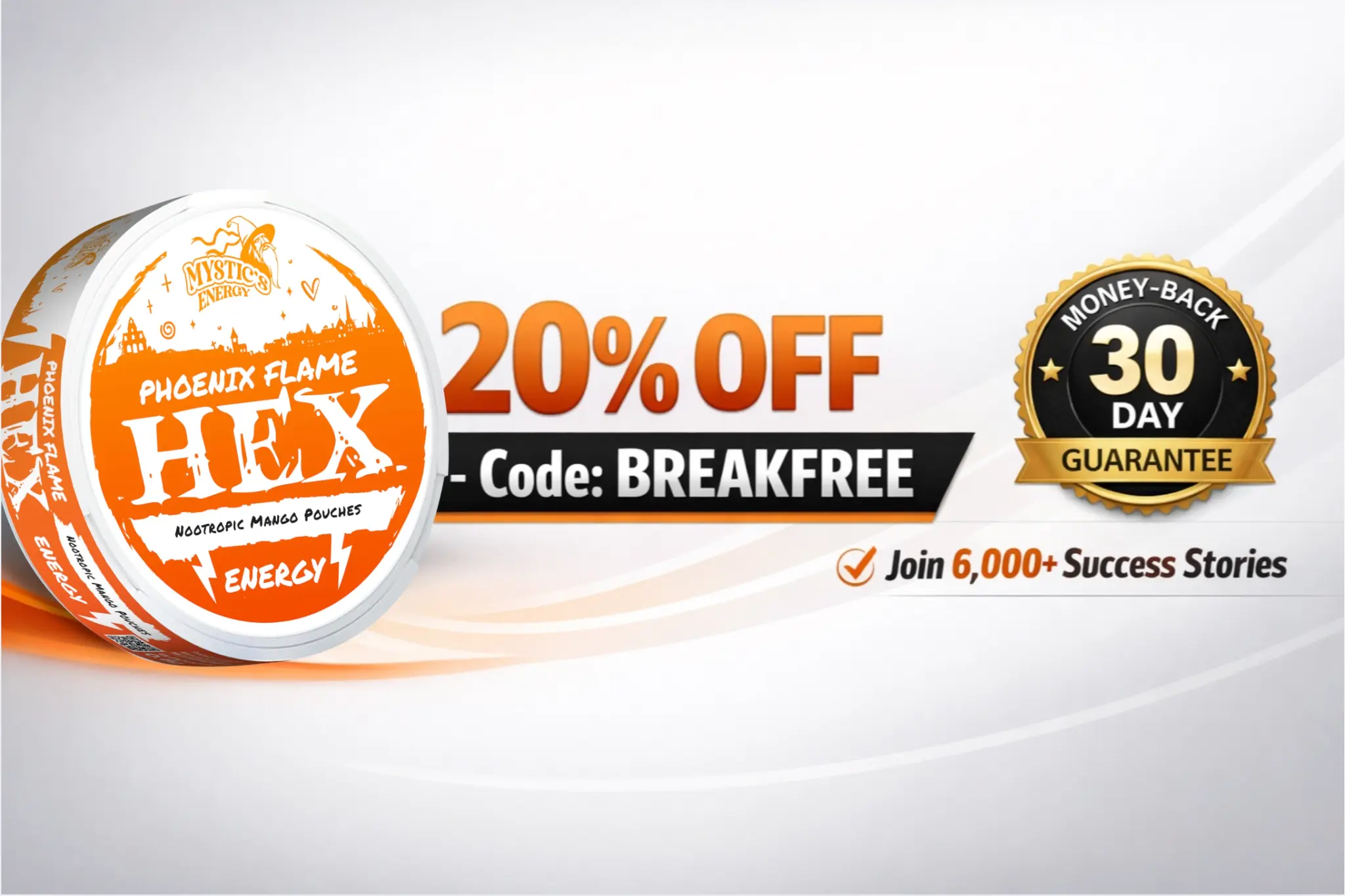 Mystic's HEX Phoenix Flame — 20% off with code BREAKFREE, 30-day money-back guarantee